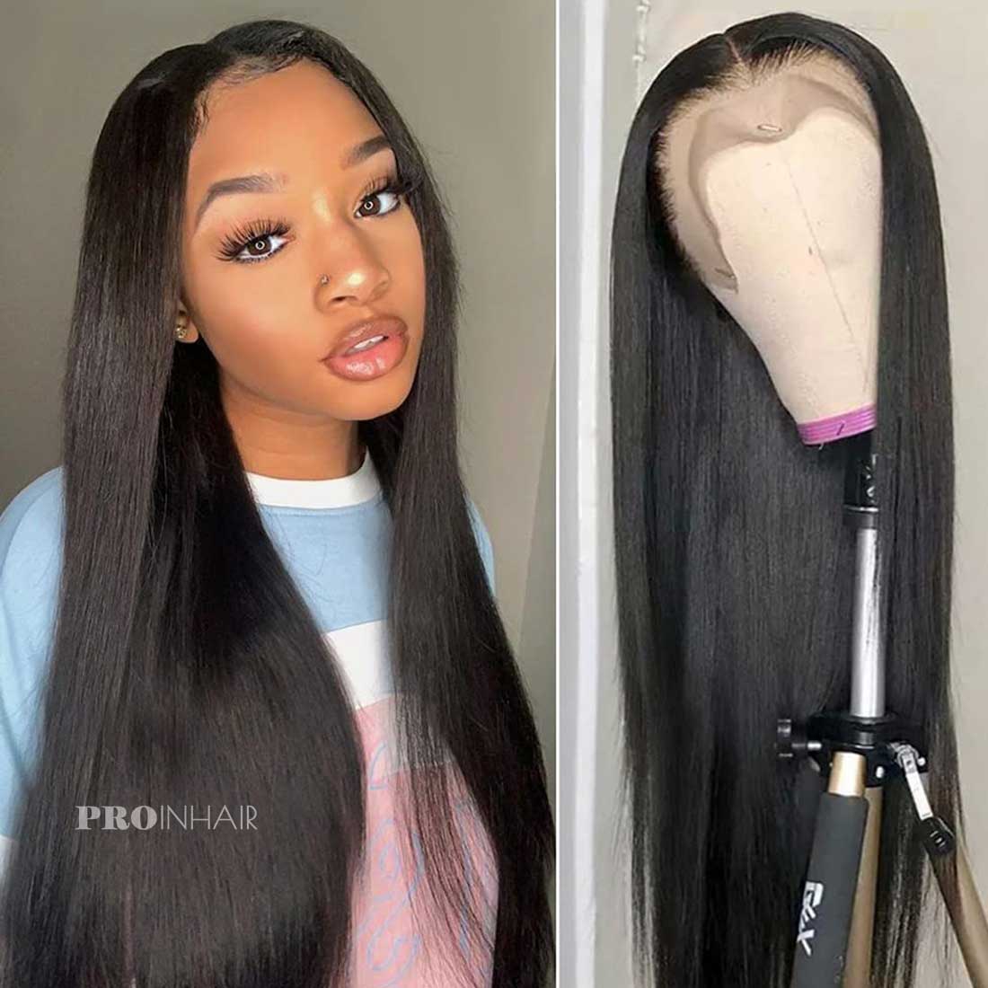 Mikaela Super Thin HD Lace 13X4 Full Frontal Glueless Wear and Go Silky Straight HD Wig Virgin Human Hair