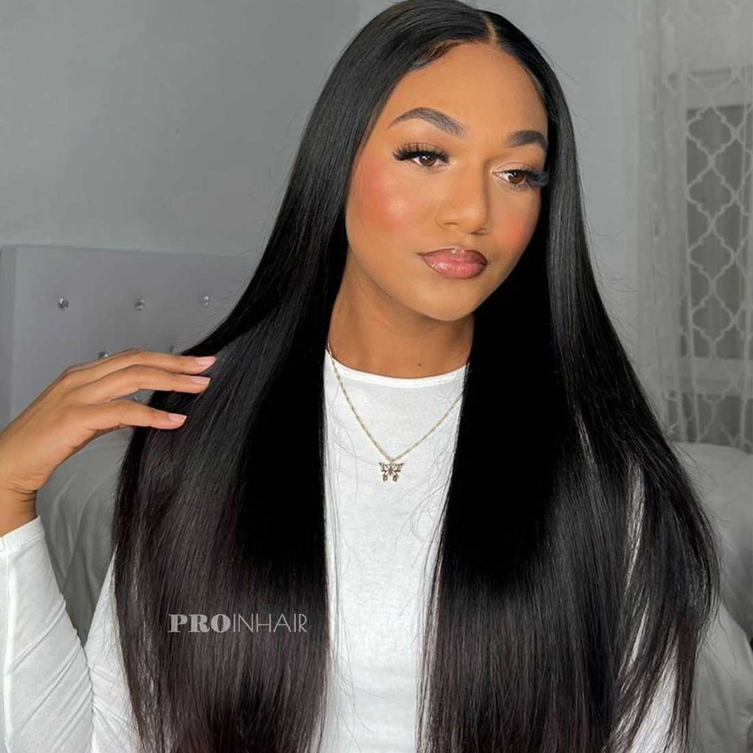 Mikaela Super Thin HD Lace 13X4 Full Frontal Glueless Wear and Go Silky Straight HD Wig Virgin Human Hair