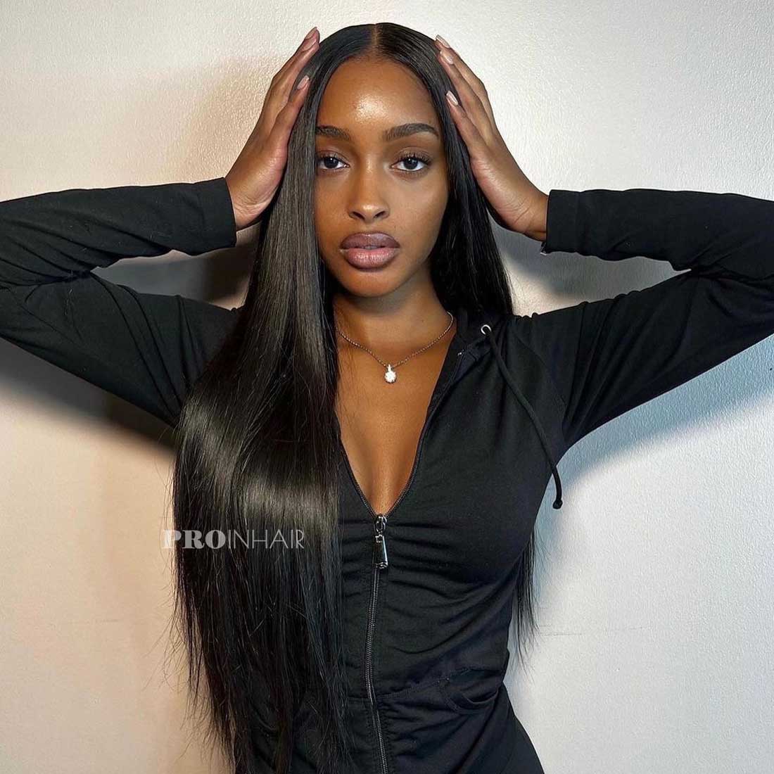 Mikaela Super Thin HD Lace 13X4 Full Frontal Glueless Wear and Go Silky Straight HD Wig Virgin Human Hair