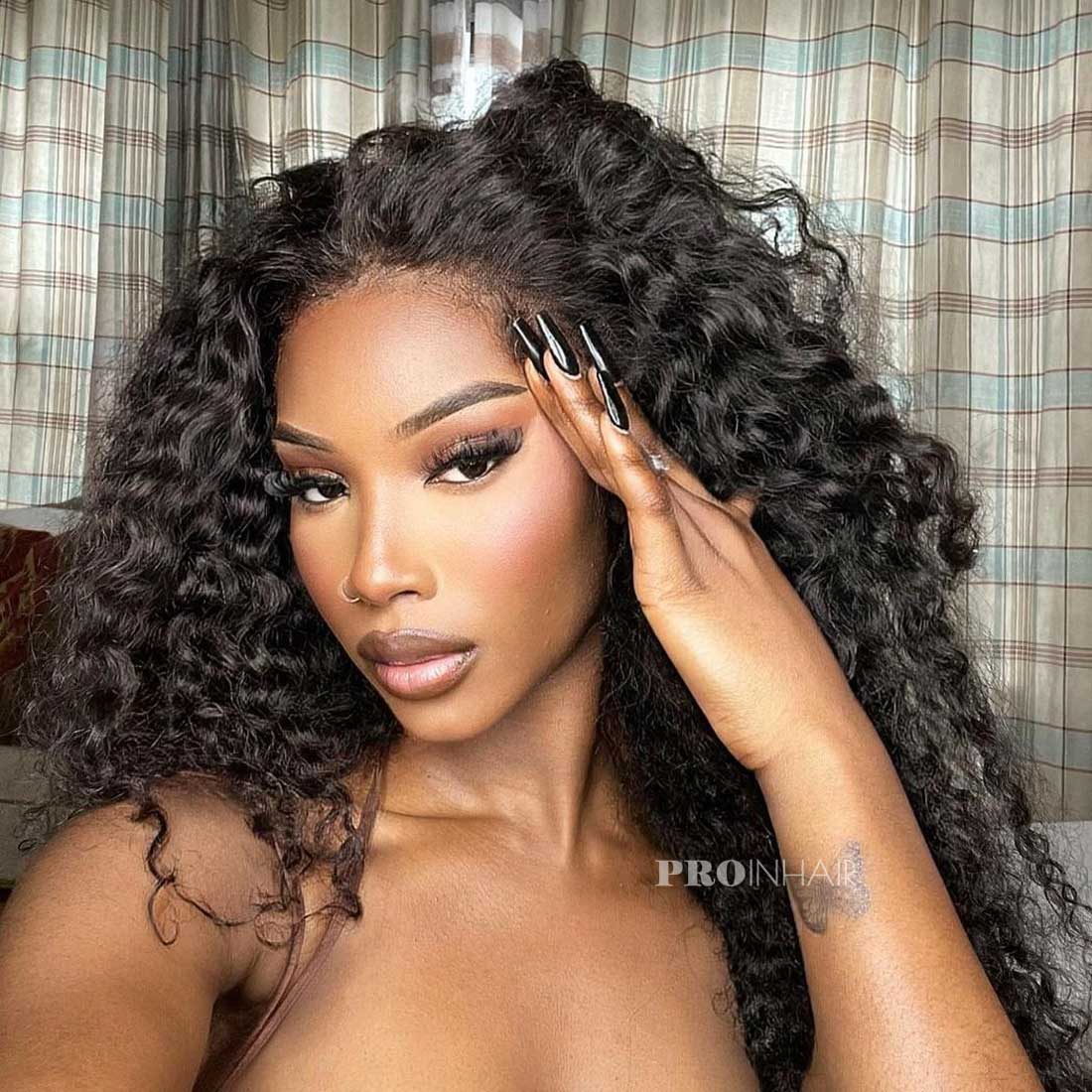 Mollie Glueless 13X4 Full Frontal Deep Wave HD Wig Raw Hair Bleached Knots HD Lace