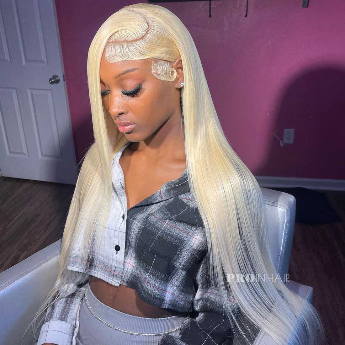 Phoebe Blonde #613 Silky Straight Transparent Lace Wig Virgin Human Hair Glueless Wig