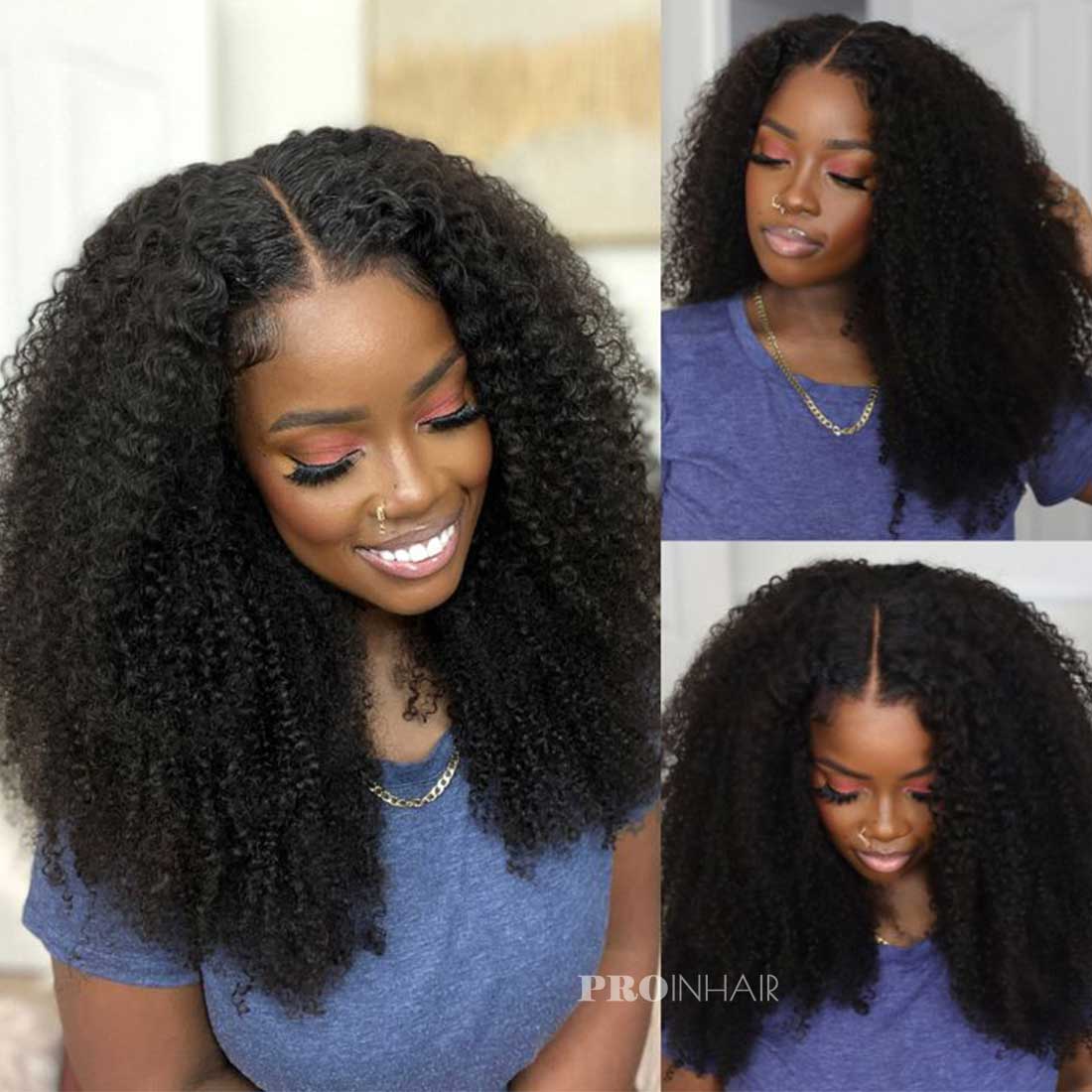 Regina Natural Deep Part Lace Frontal Kinky Curly Glueless Wear and Go HD Lace Wig