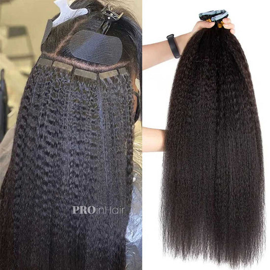 Seamless Kinky Straight Tape in Hair Extensions Best Virgin Human Hair