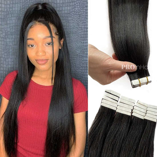 Seamless Yaki Straight Tape in Hair Extensions Best Virgin Human Hair