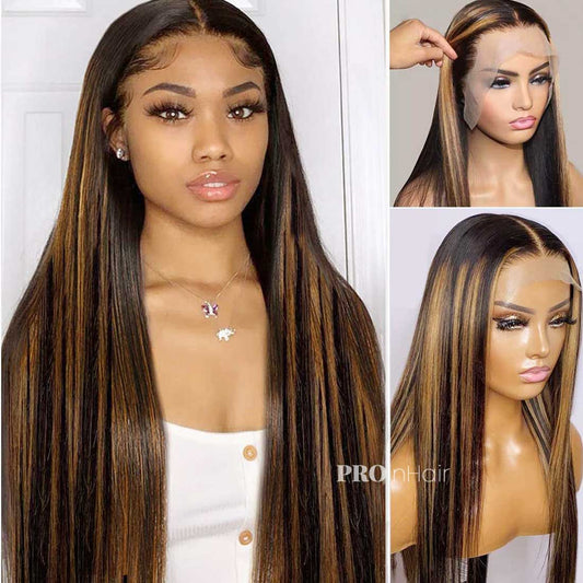 Sophia Blonde Highlights HD Wig Glueless Silky Straight Super Fine HD lace wig Beginner Friendly