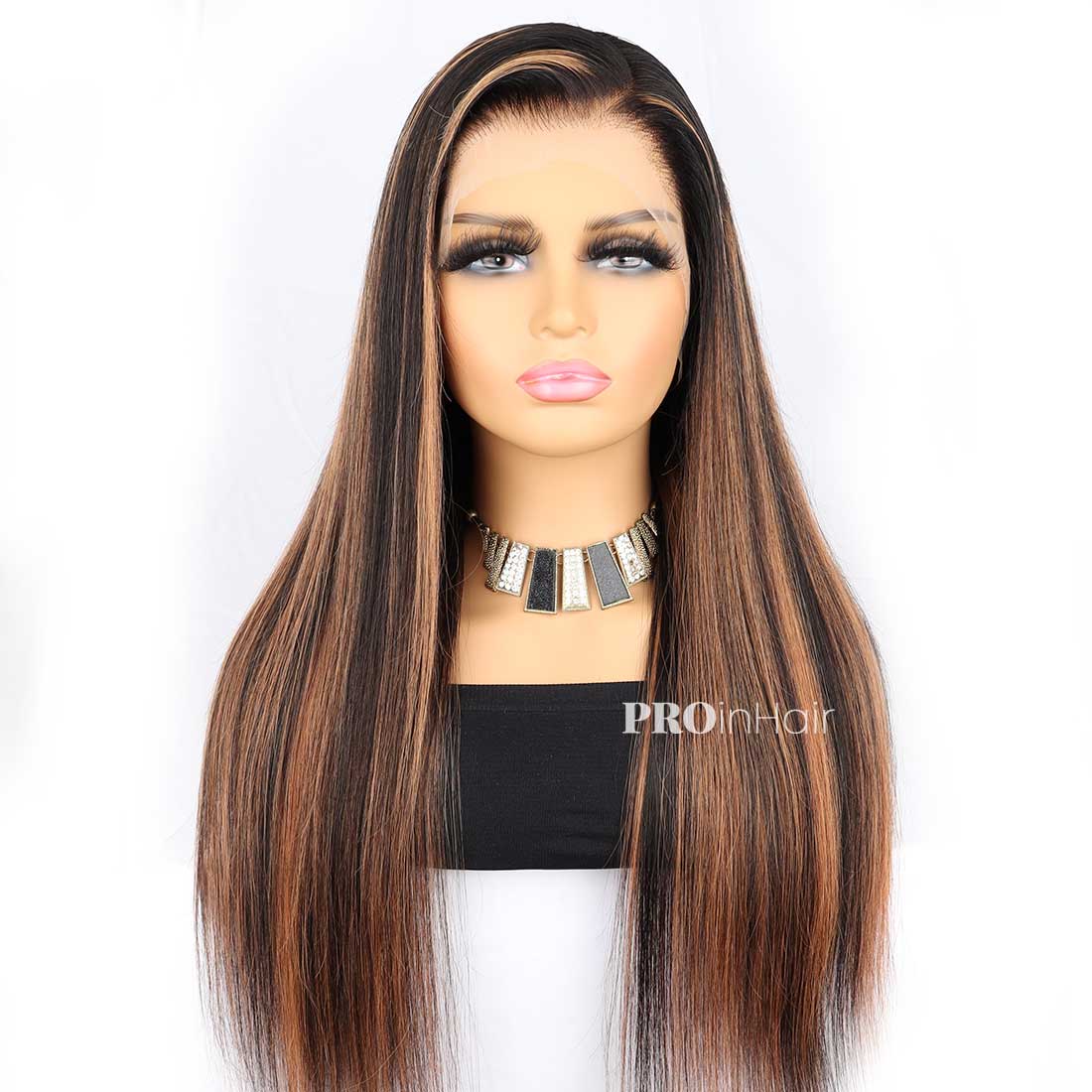 Sophia Blonde Highlights HD Wig Sem cola Silky Straight Super Fine HD lace wig Iniciante amigável