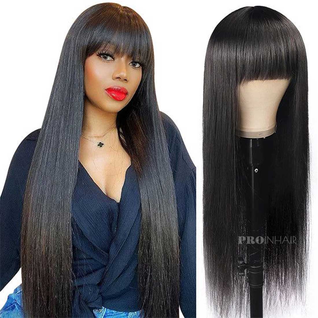 Truda Cute Bangs Wig Silky Straight Glueless Lace front Wig Super Thin HD Lace Wig