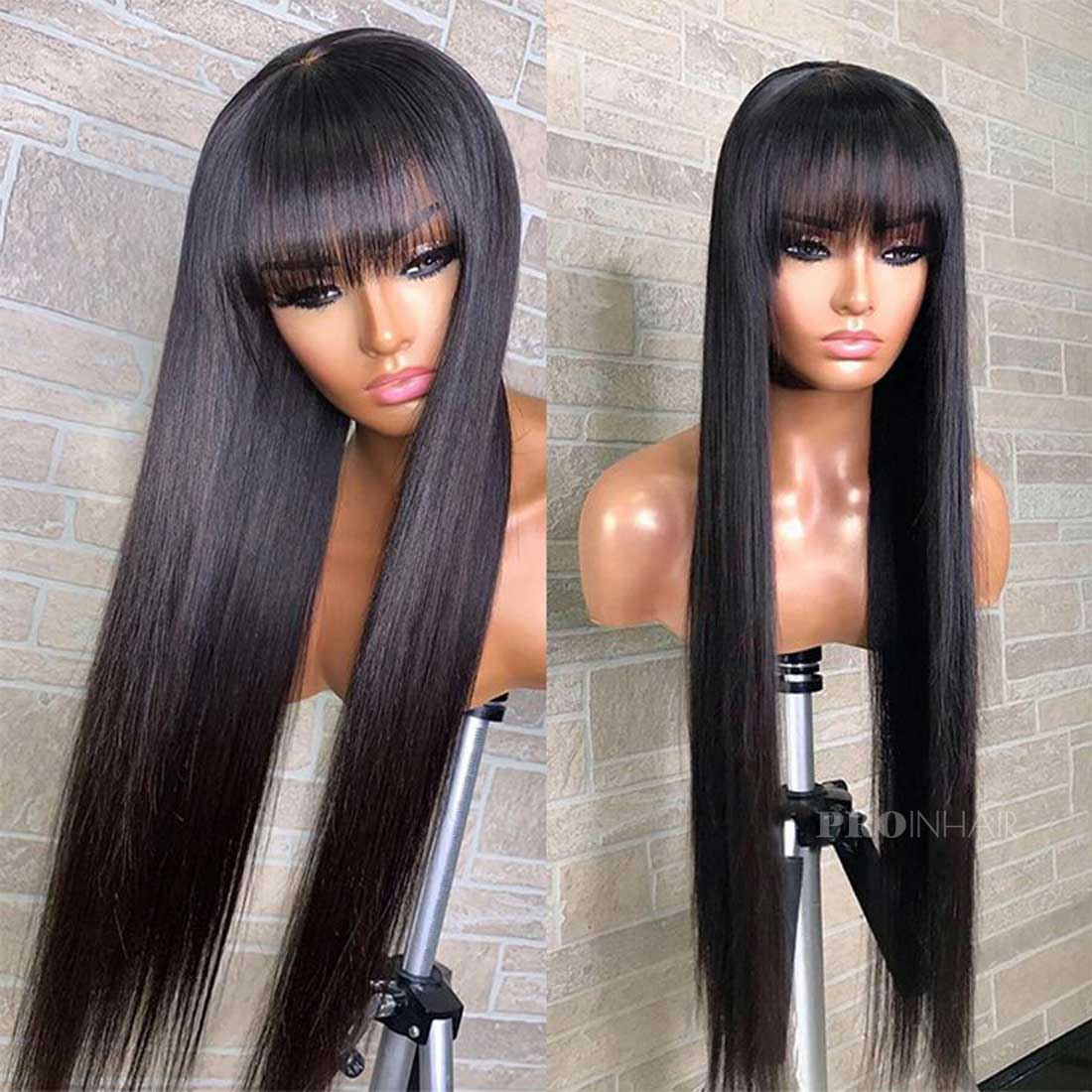 Truda Cute Bangs Wig Silky Straight Glueless Lace front Wig Super Thin HD Lace Wig