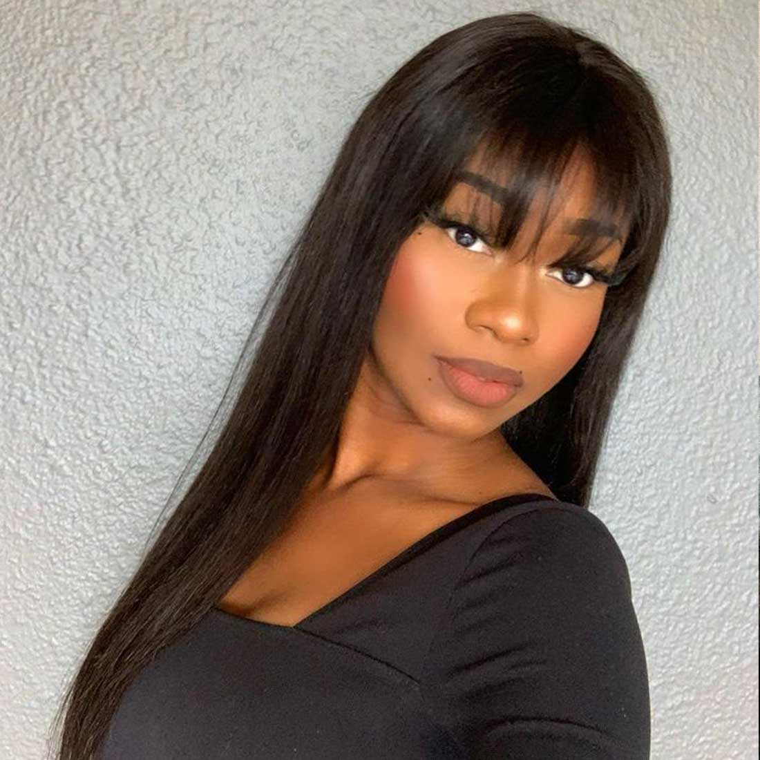 Truda Cute Bangs Wig Silky Straight Glueless Lace front Wig Super Thin HD Lace Wig