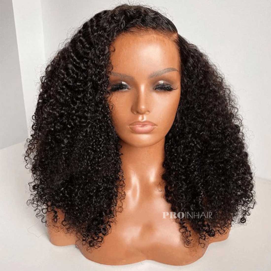 Whitney Sem cola Suíço Transparente Renda Frontal Peruca Kinky Encaracolado Branco Renda Peruca Cabelo Humano