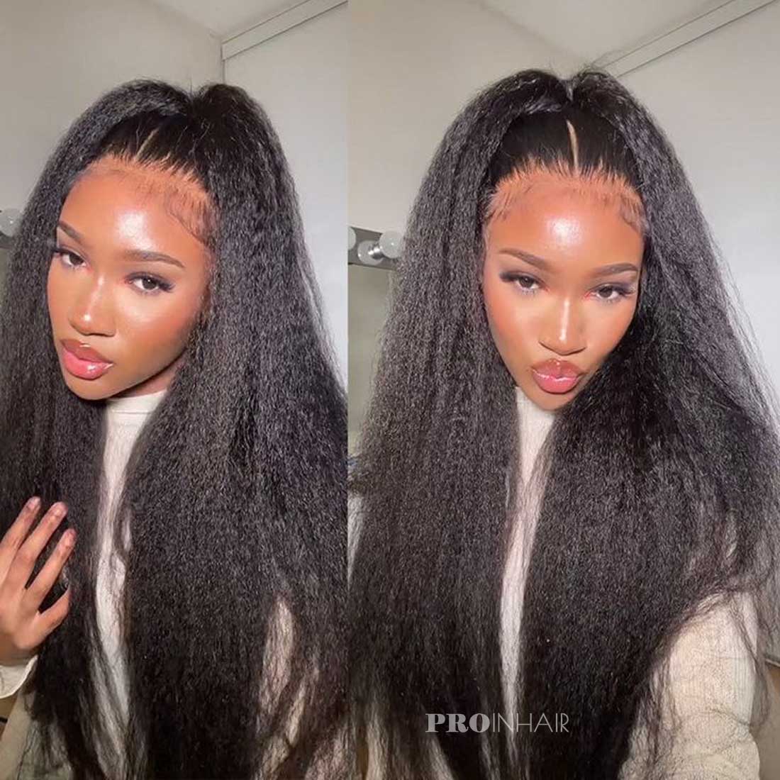 Yvette Kinky Straight Glueless 360 HD Lace Frontal Wig Wear and Go Transparent Lace Wig