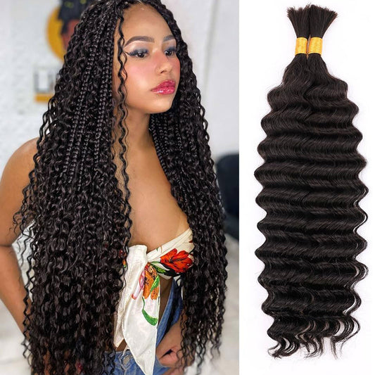 Deep Wave DIY BOHO Braids Human Hair Bulk Double Drawn Full To End Top Quality