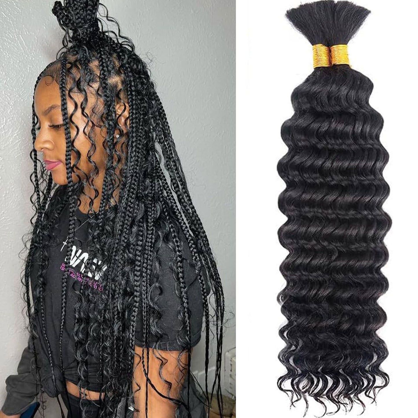 Deep Wave DIY BOHO Braids Human Hair Bulk Double Drawn Full To End Top Quality