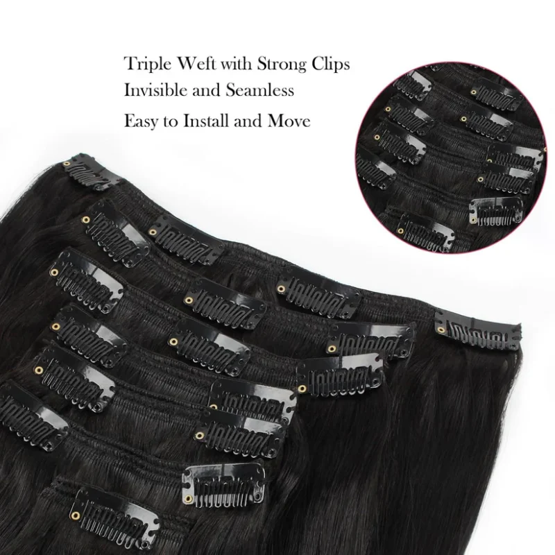 Affordable Classic Clip in Extensions Double Drawn Full To End Best Top Quality Human Hair - Image 7