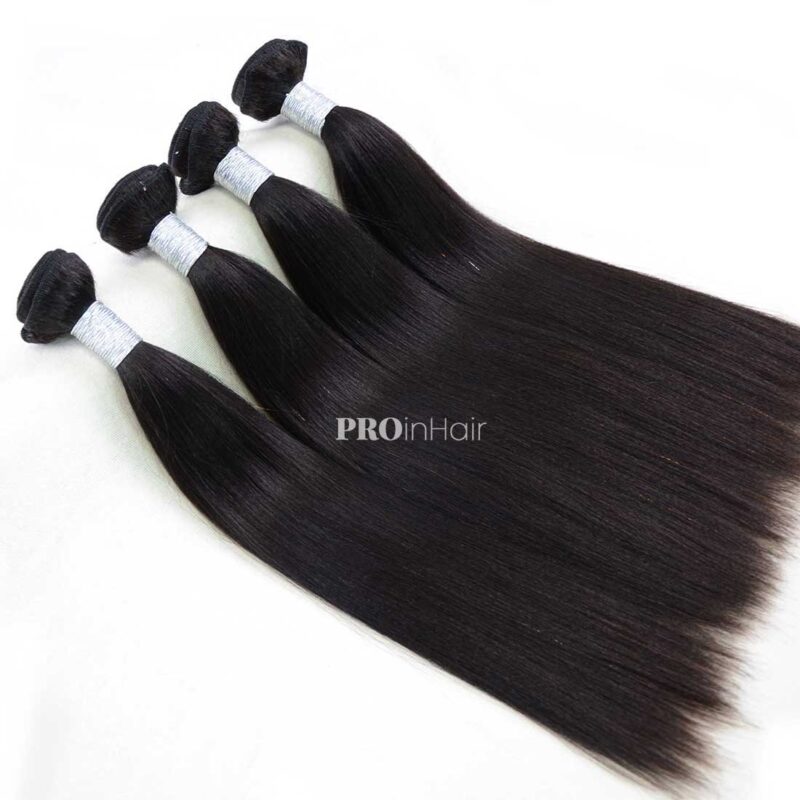 Double Drawn Hair Wefts 3pcs Yaki Straight Bundles Best Virgin Human Hair - Image 2