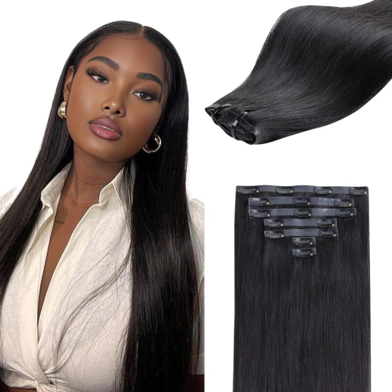 seamless clip in extensions double drawn full to end best top quality human hair - Image 2