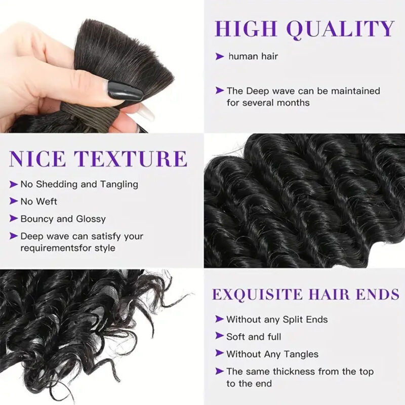 Deep Curly DIY BOHO Braids Human Hair Bulk Double Drawn Full To End Top Quality - Image 4