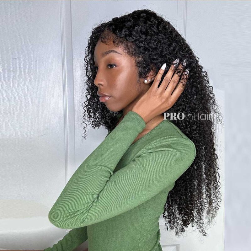 Delia Affordable Kinky Curly With Curly Edges Hairline HD Wig Glueless Super Fine HD lace wig Bleached Knots - Image 4