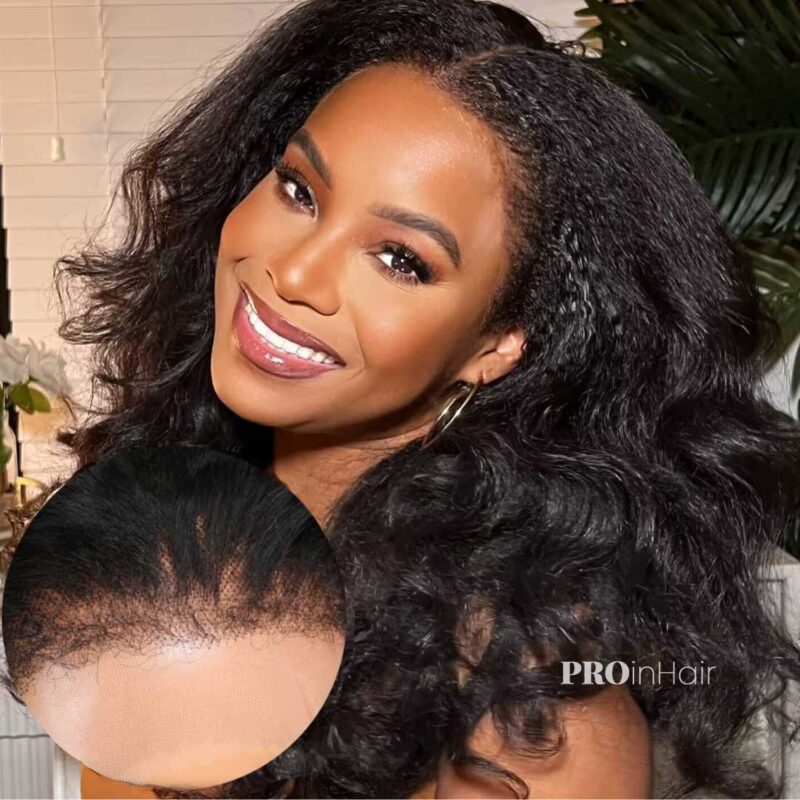 Jacey Most Natural Kinky Straight With 4c Edges Hairline HD Wig Glueless Super Fine HD lace wig Bleached Knots - Image 4