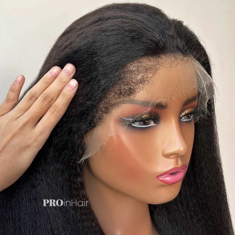 Jacey Most Natural Kinky Straight With 4c Edges Hairline HD Wig Glueless Super Fine HD lace wig Bleached Knots - Image 8